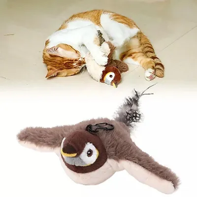 Foto do anúncio: Simulador Pássaro Gato Brinquedo Interativo Recarregável Batendo Toque Ativado De Pelúcia