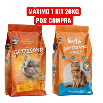 Foto do anúncio: areia para gato - areia Higiênica Grãos Finos Gatíssimo - Perfumada ou Sem Perfume - fardo 20kg