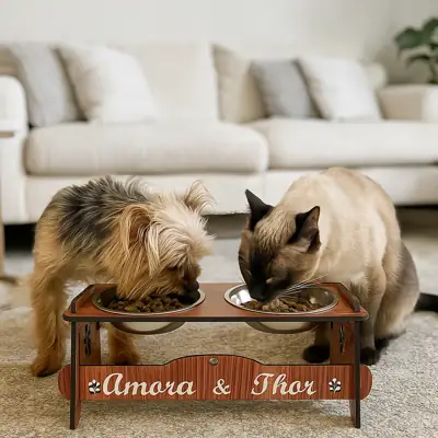 Foto do anúncio: Comedouro PERSONALIZADO inclinável com TAMPAS Pet Cão e Gato Pet