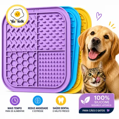 Foto do anúncio: Tapete Comedouro Lento de Lamber Pet Cães Gatos Cachorro Lambedor Reduz Stress  Ansiedade com Ventosa Lick Mat