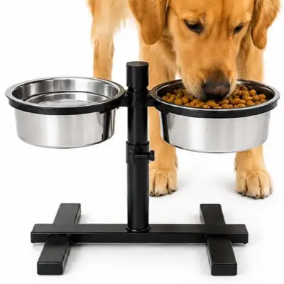 Foto do anúncio: Comedouro Bebedouro Duplo Ajustavel Para Caes e Gatos Tigela