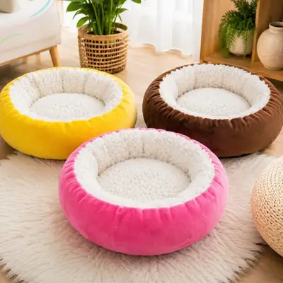 Foto do anúncio: Caminha Redonda Pets Sherpa para Cães e Gatos Macia Quente Confortável
