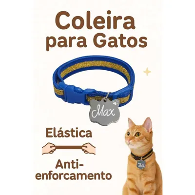 Foto do anúncio: Coleira para Gatos - Elástica Anti-enforcamneto com Plaquinha de Identificação GRAVADA
