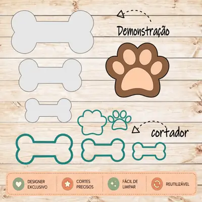 Foto do anúncio: Cortador kit Osso e Patinha Pata ossinho de Cachorro para Pasta
