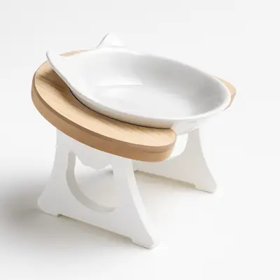 Foto do anúncio: Comedouro Elevado para Gatos com Tigela de Porcelana Ergonômico