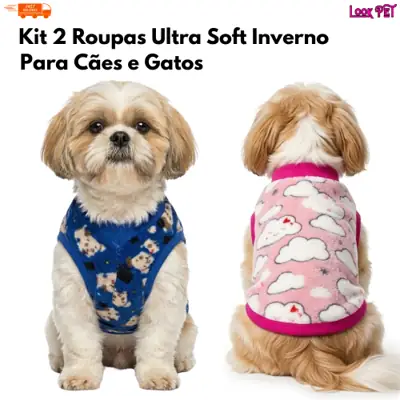 Foto do anúncio: Kit 2 Roupinhas Pet Inverno Ultra Soft para Cachorro e Gato Roupa