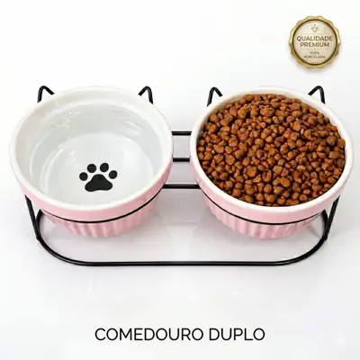 Foto do anúncio: Comedouro Bebedouro duplo elevado ceramica Caes Gatos Pets