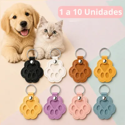 Foto do anúncio: 1 a 10 Chaveiros Patinha Porta Pelos em Couro Sintético Cachorro Gato Homenagem Memória Afetiva Presente Brinde Petshop