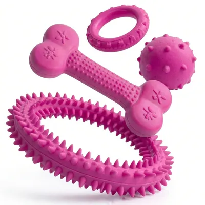 Foto do anúncio: Kit Brinquedos Cachorro Mordedor Dental Interativo Bola Osso Massageador Gengiva Médio