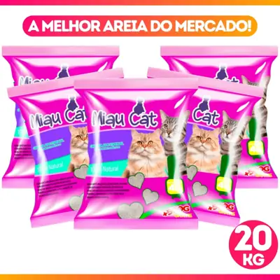 Foto do anúncio: Kit Com 1 a 5 Pacotes de Areia Sanitária Tira Cheiro Miaucat Para Gatos