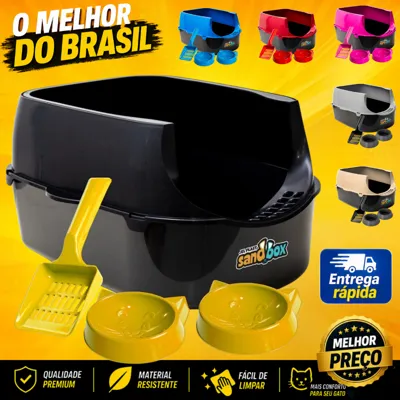 Foto do anúncio: Caixa de Areia para Gatos Grandes Banheiro Sanitário Pet Aberta Resistente Forte Furba Sandbox Gato
