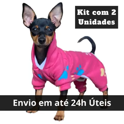 Foto do anúncio: Kit 2 Macacão com Capuz Roupinha Pet Inverno - Roupa para Macho e Fêmea