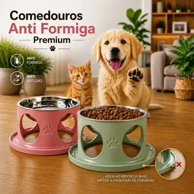 Foto do anúncio: Comedouros Inteligente Anti Formiga para Cachorro e Gato Inox Premium