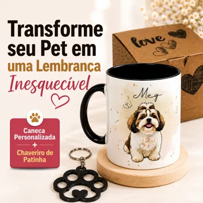 Foto do anúncio: Caneca Pet Personalizada Caricatura Foto Nome Presente Xicara Criativo Cachorro Gato Opção de Chaveiro
