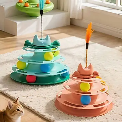 Foto do anúncio: Brinquedo Interativo Multifuncional para Gato, Torre com 3 Bolinhas