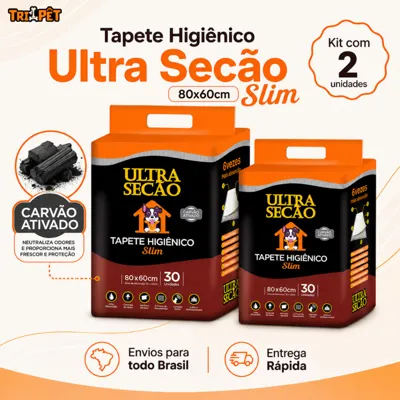 Foto do anúncio: Tapetes Higiênicos 80x60 30/60 unidades Ultra Secão Carvão Ativado para Cães e Gatos Pets