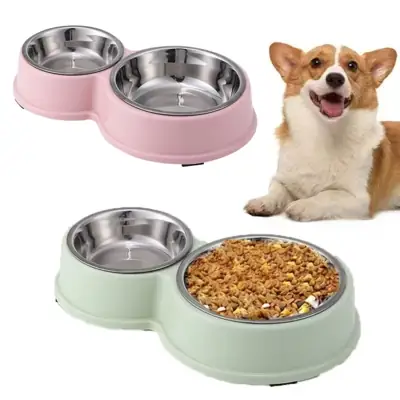 Foto do anúncio: Comedouro e bebedouro inox Duplo para bicho de estimação cachorro