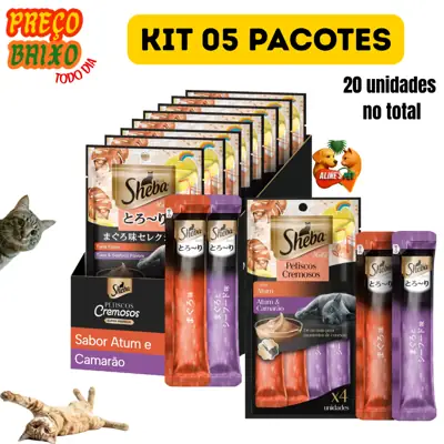 Foto do anúncio: CHURU SNACK SHEBA CREMOSO Atum e Camarão para Gatos (kit 05 pacotes) 4