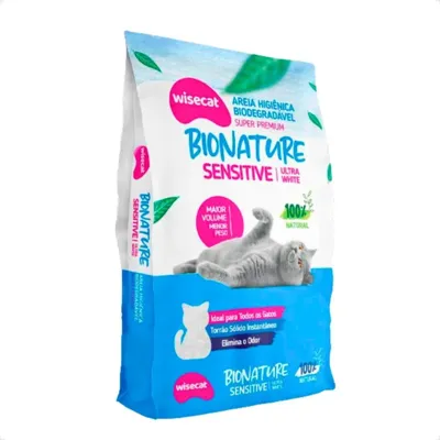 Foto do anúncio: Areia Gato Wisecat Bionature Fina 2kg - Ultra Absorção, Sem Poeira e Torrão Firme