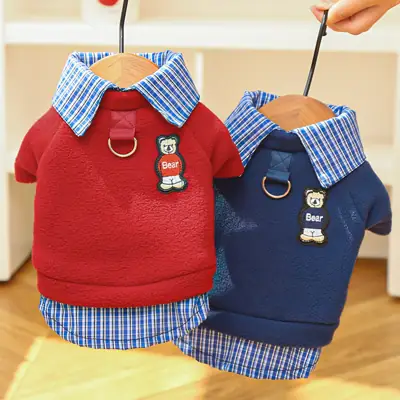 Foto do anúncio: Polo Roupas Para Cães Sólido Xadrez Cão Hoodies Pequenos Inverno Quente