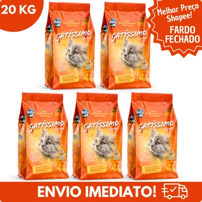 Foto do anúncio: Kit 5 Areia Sanitária Higiênica Natural Argila p Gatos Gatissimo Premium Perfumada Fardo Fechado 4Kg