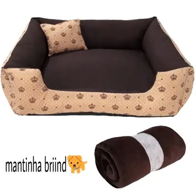 Foto do anúncio: Cama pet cachorro gato 60x60 kit 3 peças cama manta e almofada ideal