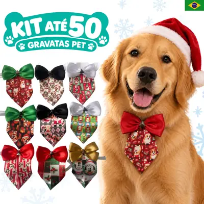 Foto do anúncio: Kit até 50 Gravatas Natalinas Revenda Pet Shop Natal Acessório Banho