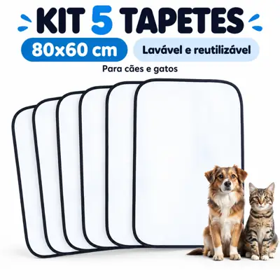 Foto do anúncio: Tapete Higienico 80x60cm Kit 5 Lavavel Flocospet Branco