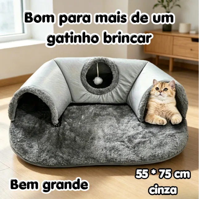 Foto do anúncio: Cama de Gato 2 em 1 com Túnel