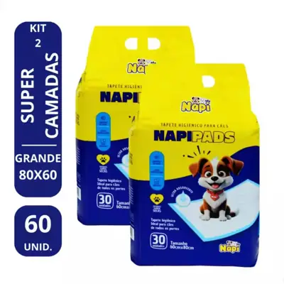 Foto do anúncio: Kit 2 Tapetes Higiênicos Alta Absorção Cachorro 80x60 60Un