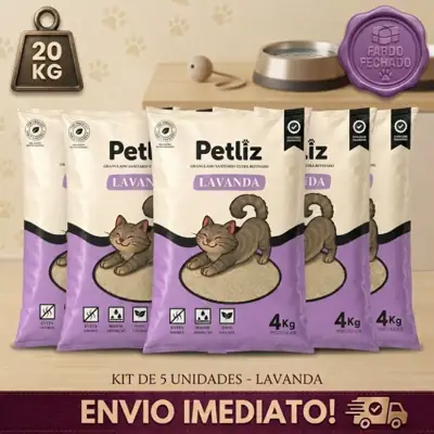 Foto do anúncio: Kit 5 Areia Sanitária Higiênica para Gatos Granulado Fino Médio Aroma