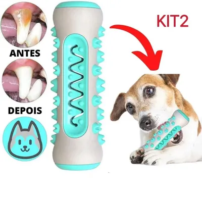 Foto do anúncio: Brinquedo Mastigável Cachorro - Osso Dental 3 em 1 | Mordedor e Escova Dentes | Remove Tártaro | KIT2