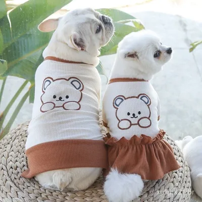 Foto do anúncio: Roupas de Casal de Animais de Estimação Fofos Cachorro Urso para Shih Tzu Camiseta Saia de Gato 6WNP