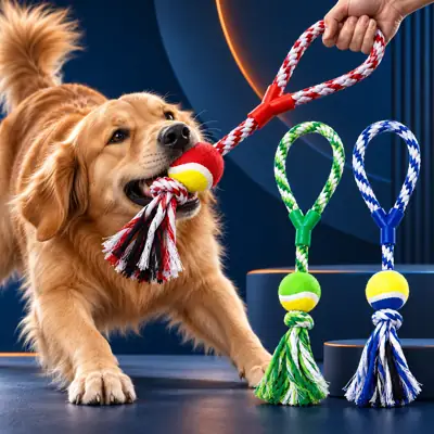 Foto do anúncio: Brinquedo para Cachorro Corda com Bola Mordedor Interativo Pet Pequeno Medio e Grade Porte Cabo de Guerra