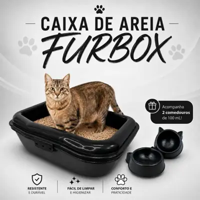 Foto do anúncio: Caixa Areia Furba Furbox Pet Banheiro Gato Grande Bandeja Sanitário