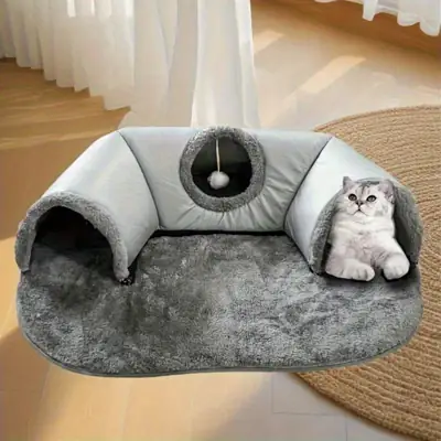 Foto do anúncio: Cama de túnel para gatos 2 em 1 com cama removível para gatos de até 4