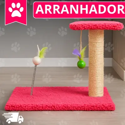 Foto do anúncio: Arranhador Para Gatos Poste Sisal com Pena e Brinquedo Interativo - Mola
