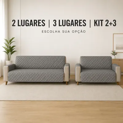 Foto do anúncio: Protetor de Sofá Matelado 2 e 3 Lugares ou Kit 2+3 com Bolso Lateral Lavável para Cachorro