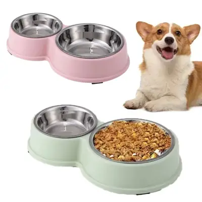 Foto do anúncio: Comedouro e bebedouro inox Duplo para bicho de estimação cachorro