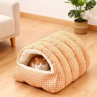 Foto do anúncio: Cama Semi-Selada Para Animais De Estimação SD413UDC , De Gato De Inverno Quente De Pelúcia , Casa Espessada Com Padrão X
