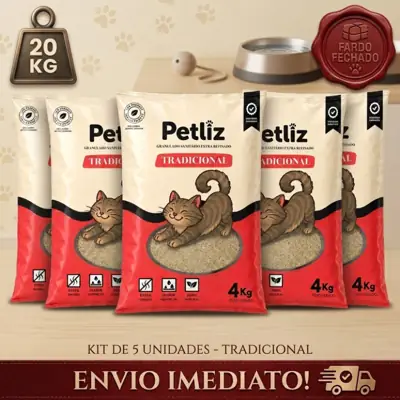 Foto do anúncio: Kit 5 Areia Sanitária Higiênica para Gatos Granulado Fino Médio