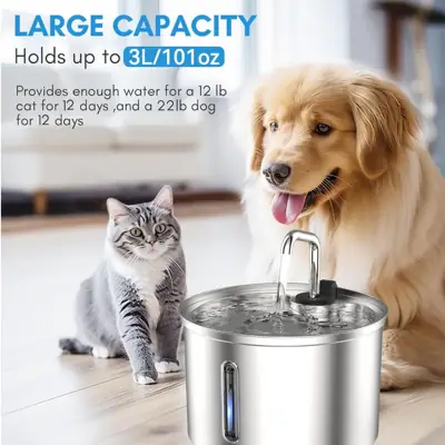 Foto do anúncio: Aço Inoxidável Fonte para Gatos com Filtro 3L Dispensador de água