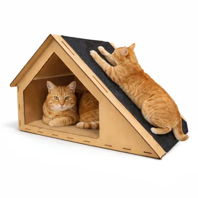 Foto do anúncio: Arranhador Toca Casinha para Gatos Rampa 30x47x30cm Playground Casa de Gato