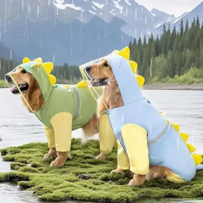 Foto do anúncio: 3XL-8XL Grande Cão Dinossauro Capa De Chuva Golden Retriever Quatro