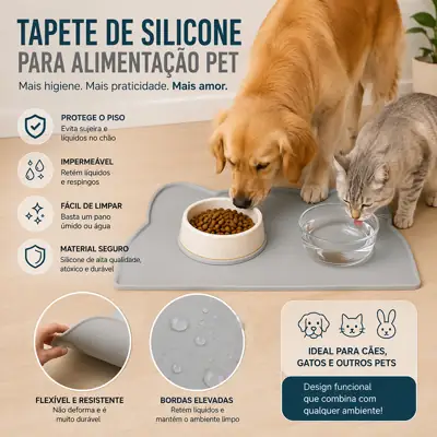 Foto do anúncio: Tapete de Comedouro para Pets (Cães/Gatos) Silicone Alimentar