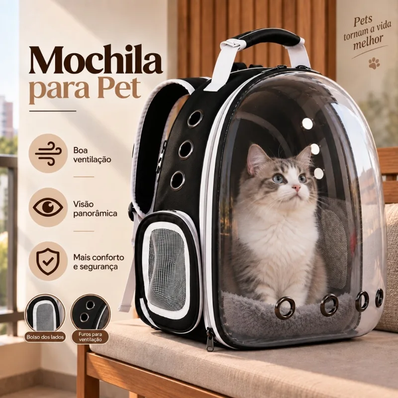 Foto do anúncio: Mochila De Transporte Para Animais Pet Visão 360 Bolsa Panoramica