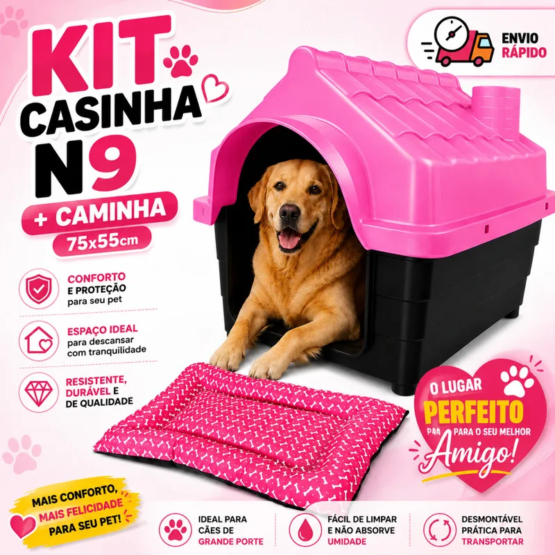 Foto do anúncio: Casinha de Cachorro Grande Porte N9 + Caminha de Cachorro 75x55cm