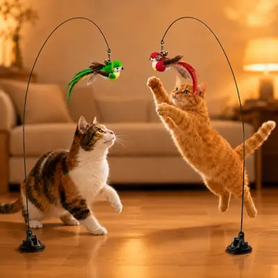 Foto do anúncio: Brinquedos para Gatos Interativos Varinha Passarinho com Ventosa