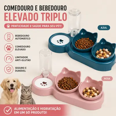 Foto do anúncio: Comedouro Pet Elevado Bebedouro Automático C/ Limitador Triplo