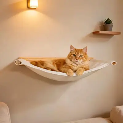 Foto do anúncio: Rede Cama De Parede Grande Suspensa Para Gatos Brie Pet Bege